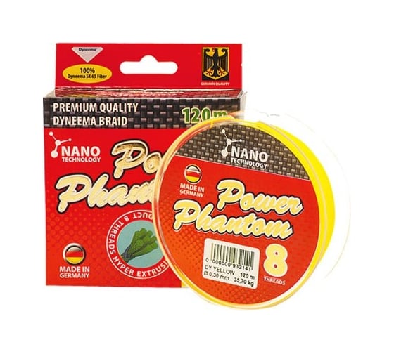 Шнур Power Phantom 8x, 120 м, желтый, 0.40 мм, 46,1кг 2093240040120