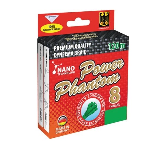 Шнур Power Phantom 8x, 120 м, зеленый, 0.15 мм, 15,25кг 2093205015120