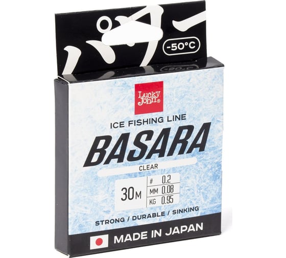 Монофильная зимняя леска Lucky John BASARA Clear 30 м, 0.08 мм LJ4003-008