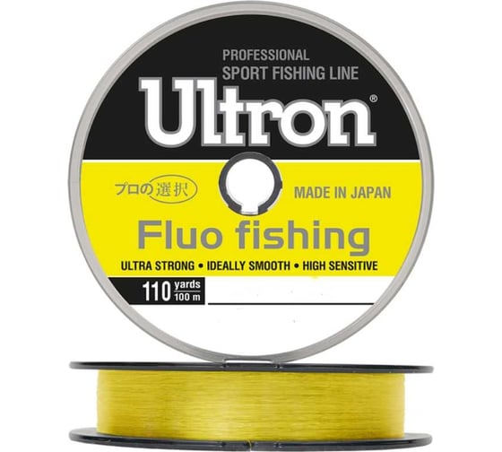 Монофильная леска для рыбалки Ultron Fluo Fishing 0.25 мм, 7.0 кг, 100 м, флуоресцентная pkn07817