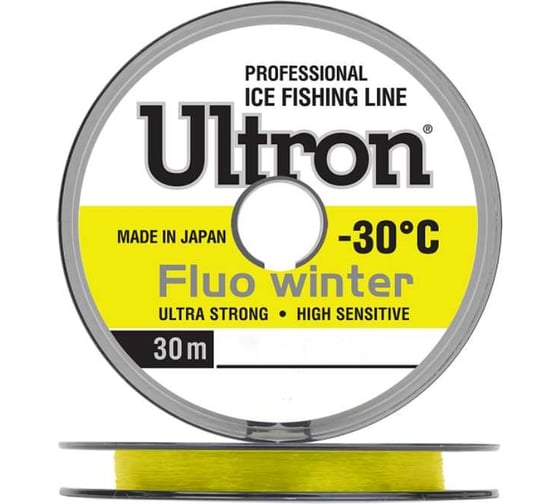 Монофильная леска для рыбалки Ultron Fluo Winter 0.25 мм, 7.0 кг, 50 м, флуоресцентная pkn11547 1