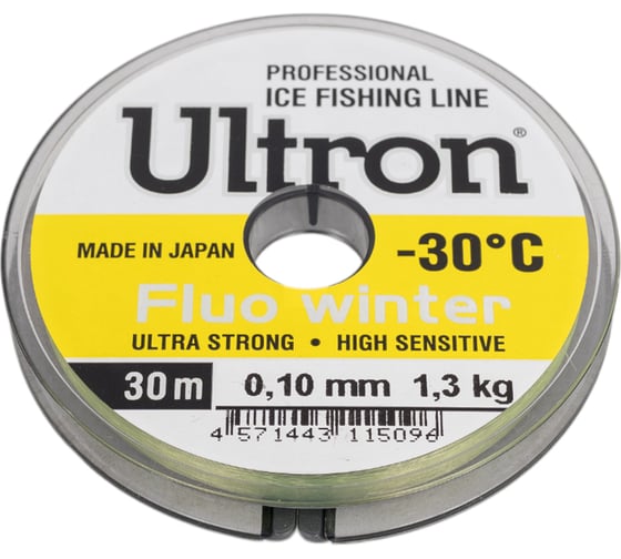 Монофильная леска для рыбалки Ultron Fluo Winter 0.10 мм, 1.3кг, 30 м, флуоресцентная pkn11744