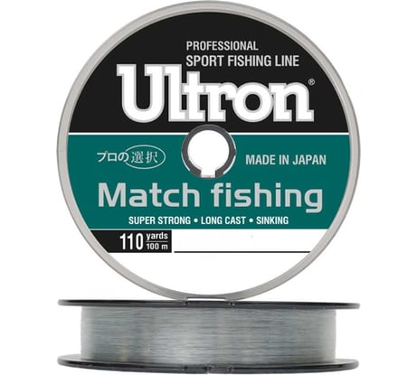 Монофильная леска для рыбалки Ultron Match Fishing 0.165 мм, 3.5 кг, 100 м, светло-голубая pkn06380