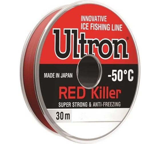 Монофильная леска для рыбалки Ultron Red Killer 0.10 мм, 1.3 кг, 30 м, красная pkn13181