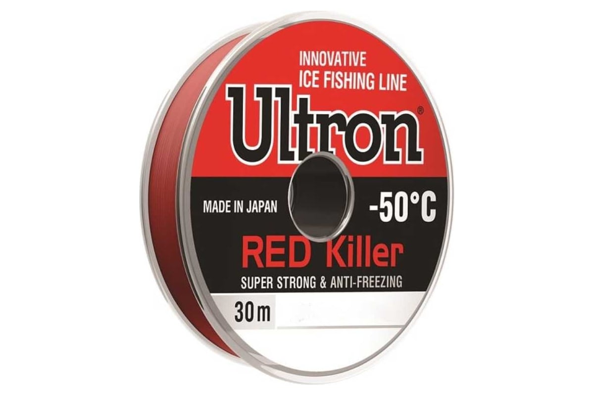 Монофильная леска для рыбалки Ultron Red Killer 0.09 мм, 1.0 кг, 30 м ...
