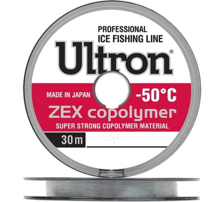 Монофильная леска для рыбалки Ultron Zex Copolymer 0.10 мм, 1.6 кг, 30 м, прозрачная pkn07586
