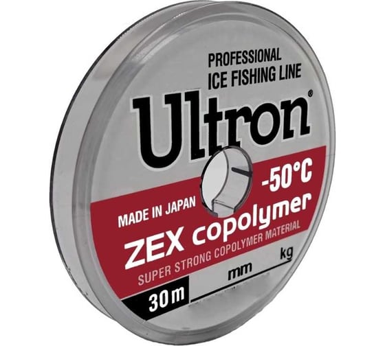 Монофильная леска для рыбалки Ultron Zex Copolymer 0.10 мм, 1.6 кг, 30 м, прозрачная pkn07586