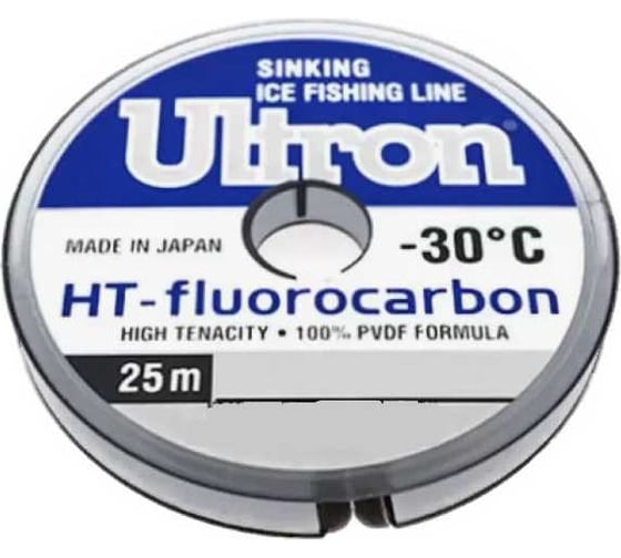 Флюорокарбоновая леска для рыбалки Ultron Fluorocarbon 0.16 мм, 2.4 кг, 25 м, прозрачная pkn07408