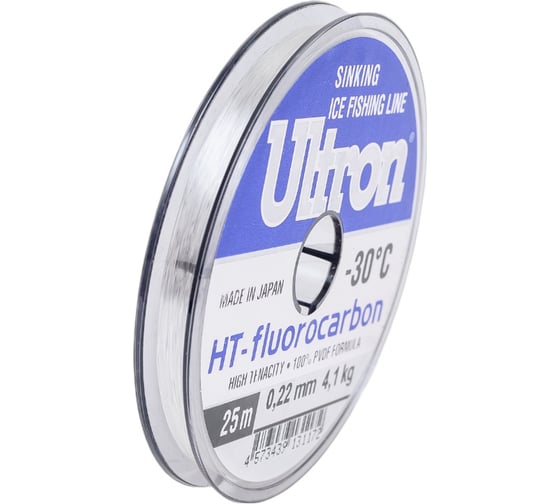 Флюорокарбоновая леска для рыбалки Ultron Fluorocarbon 0.22 мм, 4.1 кг, 25 м, прозрачная pkn07411