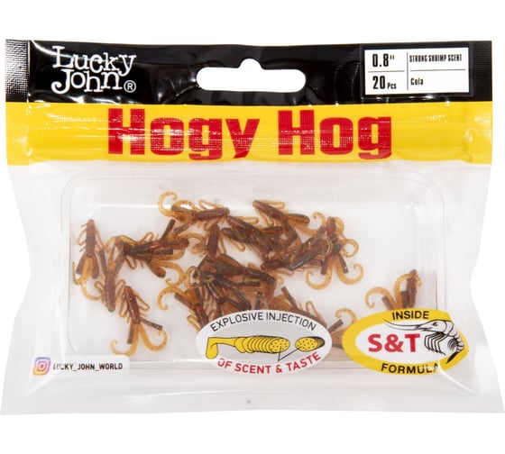 Съедобные искусственные твистеры LUCKY JOHN LJ Pro Series HOGY HOG 0.8in (20 мм), цвет PA16, 20 шт 140199-PA16