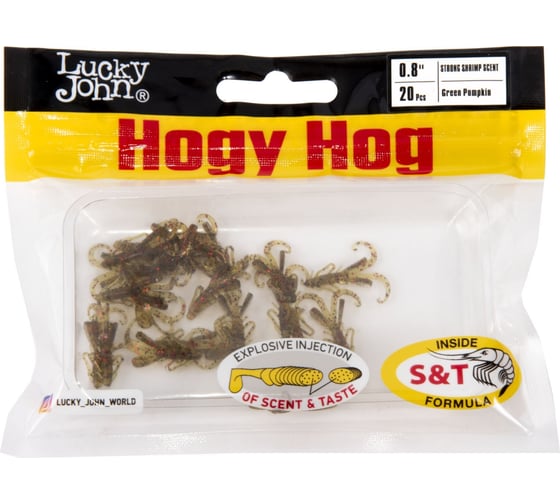 Съедобные искусственные твистеры LUCKY JOHN LJ Pro Series HOGY HOG 0.8in (20 мм), цвет PA03, 20 шт 140199-PA03