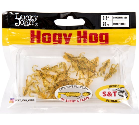 Съедобные искусственные твистеры LUCKY JOHN LJ Pro Series HOGY HOG 0.8in (20 мм), цвет PA19, 20 шт 140199-PA19