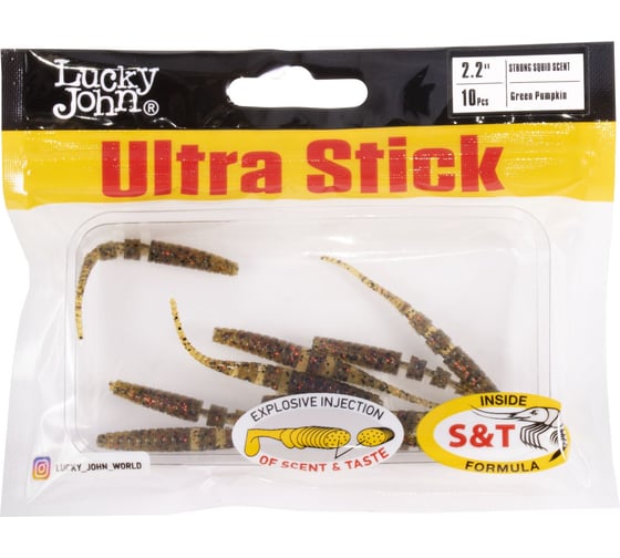 Съедобные искусственные слаги LUCKY JOHN LJ Pro Series ULTRA STICK 2.2in (56 мм), цвет PA03, 10 шт 140200-PA03