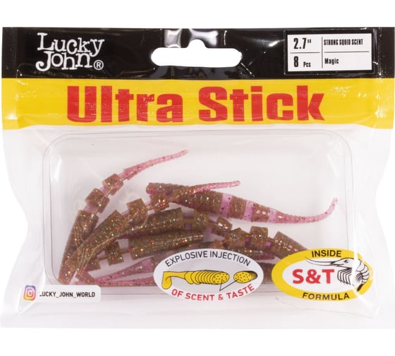 Съедобные искусственные слаги LUCKY JOHN LJ Pro Series ULTRA STICK 2.7in (68 мм), цвет S14, 8 шт 140206-S14