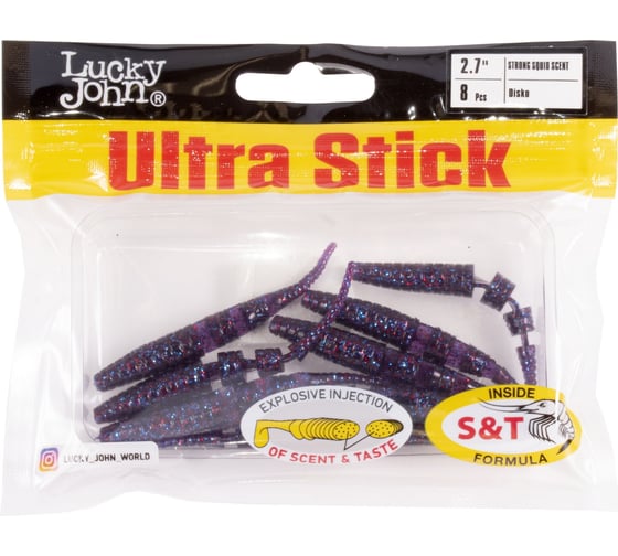 Съедобные искусственные слаги LUCKY JOHN LJ Pro Series ULTRA STICK 2.7in (68 мм), цвет S63, 8 шт 140206-S63