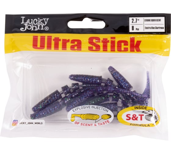 Съедобные искусственные слаги LUCKY JOHN LJ Pro Series ULTRA STICK 2.7in (68 мм), цвет T52, 8 шт 140206-T52