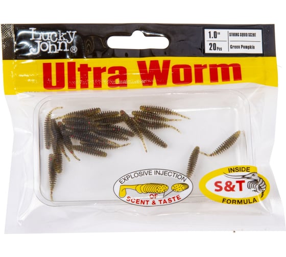 Съедобные искусственные слаги LUCKY JOHN LJ Pro Series ULTRAWORM 1.0in (25 мм), цвет PA03, 20 шт 140197-PA03