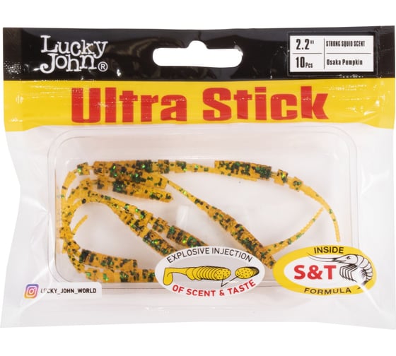 Съедобные искусственные слаги Lucky John LJ Pro Series ULTRA STICK 2.2in, 5.6 см, цвет PA19, 10 шт 140200-PA19