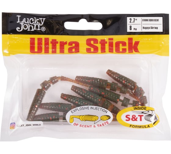 Съедобные искусственные слаги Lucky John LJ Pro Series ULTRA STICK 2.7in, 6.80 см, цвет 085, 8 шт 140206-085