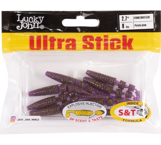Съедобные искусственные слаги Lucky John LJ Pro Series ULTRA STICK 2.7in, 6.80 см, цвет S13, 8 шт 140206-S13