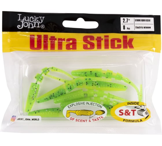 Съедобные искусственные слаги Lucky John LJ Pro Series ULTRA STICK 2.7in, 6.80 см, цвет T18, 8 шт 140206-T18