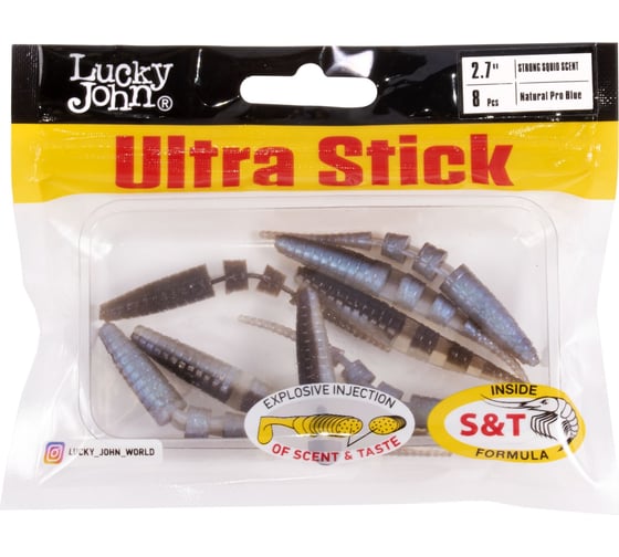 Съедобные искусственные слаги Lucky John LJ Pro Series ULTRA STICK 2.7in, 6.80 см, цвет T46, 8 шт 140206-T46