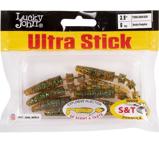 Съедобные искусственные слаги Lucky John LJ Pro Series ULTRA STICK 3.9in, 10 см, цвет PA19, 6 шт 140207-PA19