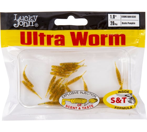 Съедобные искусственные слаги Lucky John LJ Pro Series ULTRAWORM 1.0in, 2.54 см, цвет PA19, 20 шт 140197-PA19