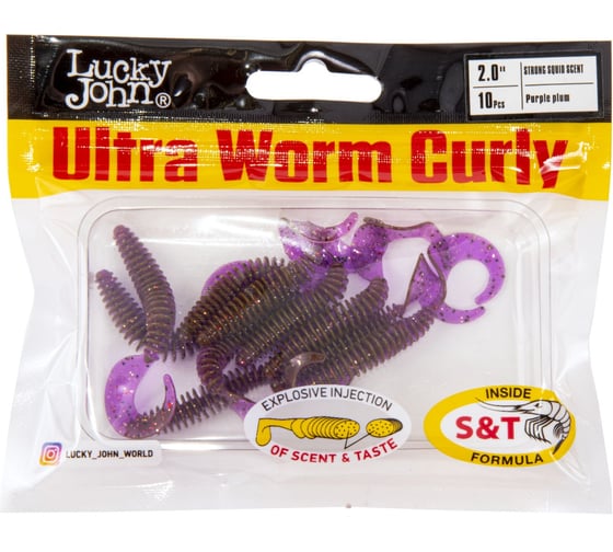 Съедобные искусственные слаги Lucky John LJ Pro Series ULTRAWORM CURLY 2.0in, 5 см, цвет S13, 9 шт 140198-S13