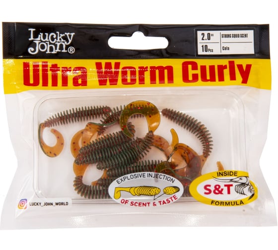Съедобные искусственные слаги Lucky John LJ Pro Series ULTRAWORM CURLY 2.0in, 5 см, цвет PA16, 9 шт 140198-PA16