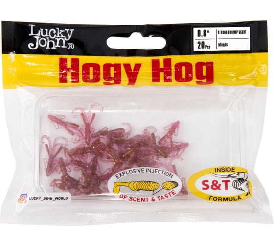 Съедобные искусственные твистеры Lucky John LJ Pro Series HOGY HOG 0.8in, 2 см, цвет S14, 20 шт 140199-S14