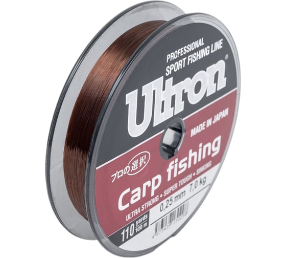 Монофильная леска для рыбалки Ultron carp fishing 0.25 мм, 7.0 кг, 100 м, коричневая pkn07740