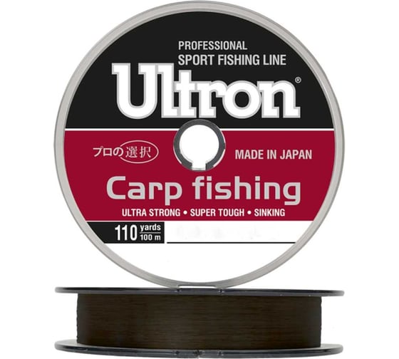 Монофильная леска для рыбалки Ultron carp fishing 0.30 мм, 10.0 кг, 100 м, коричневая pkn07742