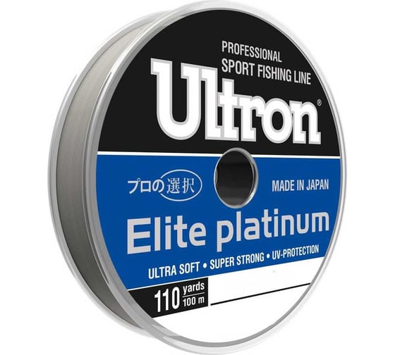 Монофильная леска для рыбалки Ultron elite platinum 0.10 мм, 1.3 кг, 30 м, серебряная pkn08326