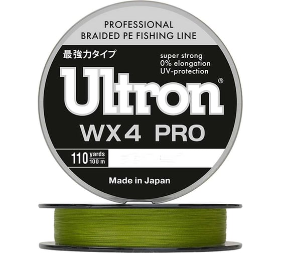 Плетеный шнур для рыбалки Ultron wx 4 pro 0.19 мм, 13.0 кг, 100 м, хаки pkn07884