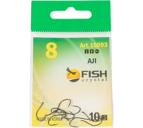 Крючок FISHCRYSTAL FS AJI №8, 10 шт 10093-08F 1