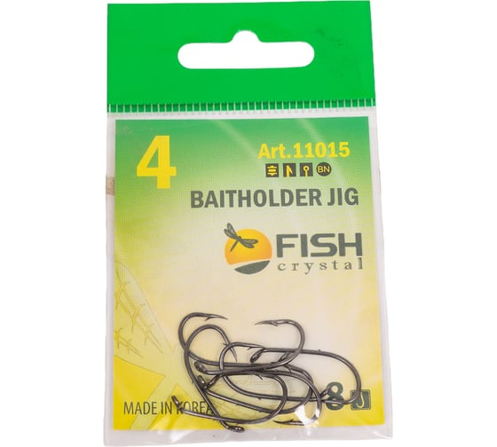 Крючок FISHCRYSTAL FS BAITHOLDER JIG № 4, 8 шт 11015-04F