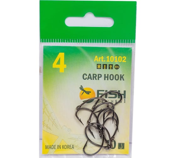 Крючок FISHCRYSTAL FS CARP HOOK №4, 10 шт 10102-04F