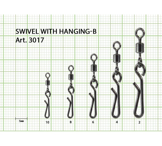 Вертлюжок с быстросъемной застежкой FISHCRYSTAL Hanging-B, №4, 18 кг, 6 шт 3017-04F