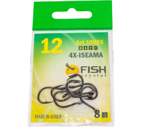 Крючок FISHCRYSTAL FS ISEAMA №12, 8 шт 10085-12F 1