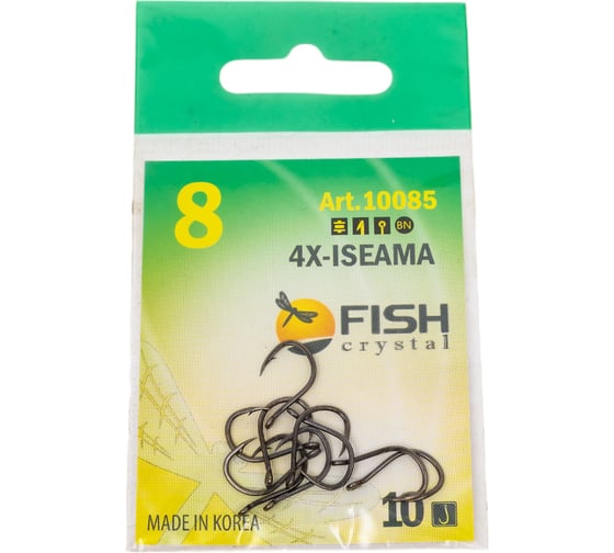 Крючок FISHCRYSTAL FS ISEAMA №8, 10 шт 10085-08F 1
