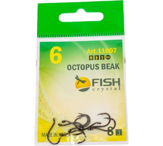 Крючок FISHCRYSTAL FS OCTOPUS BEAK № 6, 8 шт 11007-06F 1