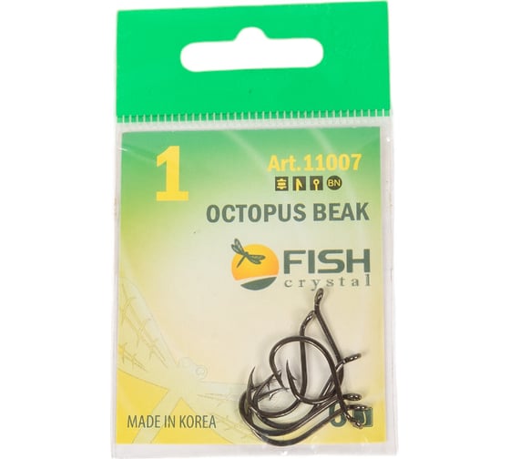Крючок FISHCRYSTAL FS OCTOPUS BEAK № 1, 6 шт 11007-01F 1