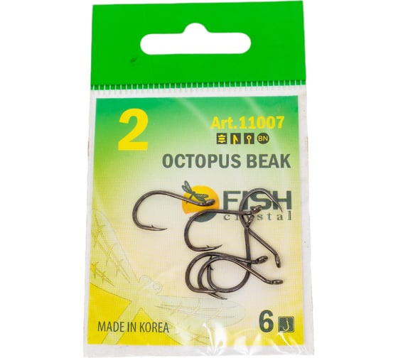Крючок FISHCRYSTAL FS OCTOPUS BEAK № 2, 6 шт 11007-02F