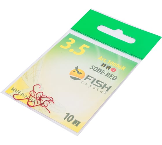 Крючок FISHCRYSTAL FS SODE №3.5, RED, 10 шт 10006-R035F