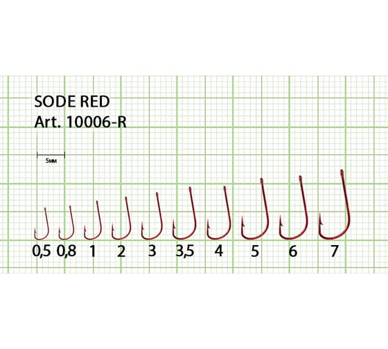 Крючок FISHCRYSTAL FS SODE №6, RED, 8 шт 10006-R06F