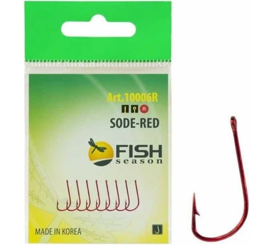 Крючок FISHCRYSTAL FS SODE №7, RED, 8 шт 10006-R07F