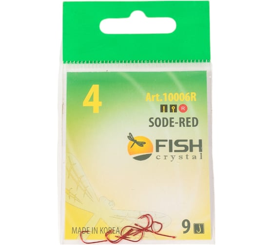 Крючок FISHCRYSTAL FS SODE №4, RED, 9 шт 10006-R04F 1