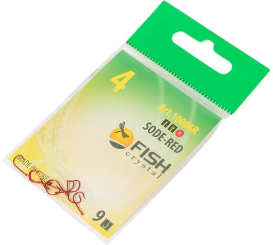 Крючок FISHCRYSTAL FS SODE №4, RED, 9 шт 10006-R04F