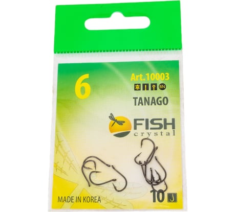Крючок FISHCRYSTAL FS TANAGO № 6, 10 шт 10003-06F